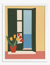 Vibrant Window View Art Print - White