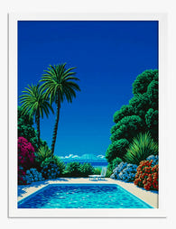 Poolside Paradise View Art Print - White