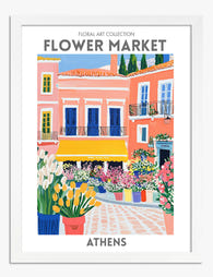 Athens Flower Market Delight Art Print - White