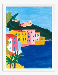 Vibrant Messina Coastline Art Print White