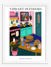 Playful Kitchen Glow Art Print - White