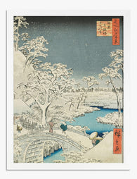 Snowy River Bridge by Hiroshige Art Print White