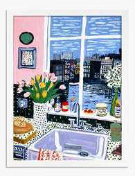 Matisse Inspired Kitchen View Art Print White