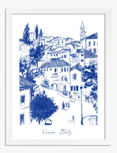 Verona Blue Charm Art Print - White