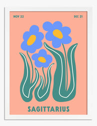 Sagittarius Botanical Bloom Art Print - White