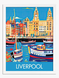 Colorful Liverpool Waterfront Art Print - White