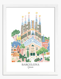 Barcelona Dreamscape Art Print - White