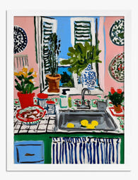Sunny Kitchen Window, Matisse Style Art Print - White
