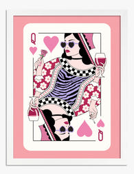 Queen of Hearts Chic Art Print - White