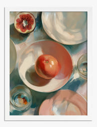 Sunlit Table Still Life Art Print - White