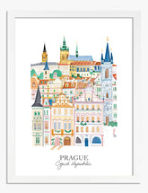Charming Prague Cityscape Art Print - White