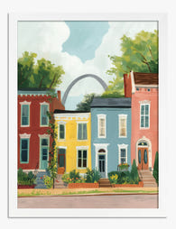 Pastel Rowhouses St. Louis Art Print - White