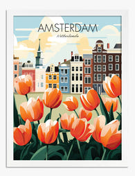 Amsterdam Tulip Charm Art Print - White