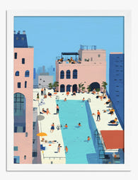 Rooftop Pool Escape Art Print - White