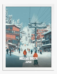 Snowy Streets of Nozawa Art Print White