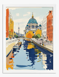 Berlin River Cityscape Art Print - White