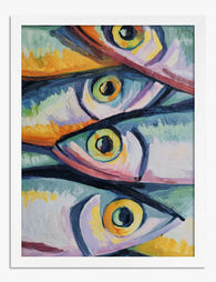 Vibrant Sardine Pop Art Print - White