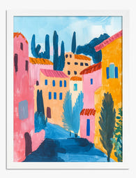 Colorful Italian Village View Art Print White