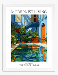 Poolside Modern Oasis Art Print White