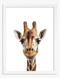 Playful Giraffe Portrait Art Print White