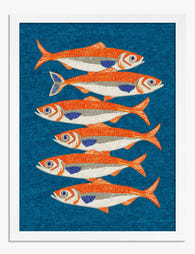 Vibrant Sardine Mosaic Art Print - White