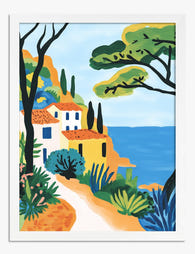 Italian Coastal Village View Art Print White