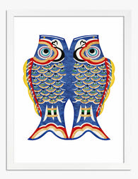 Blue Koinobori Duo Art Print White