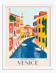 Venetian Canal Charm Art Print - White