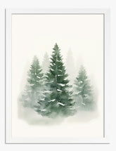 Snowy Pine Serenity Art Print White