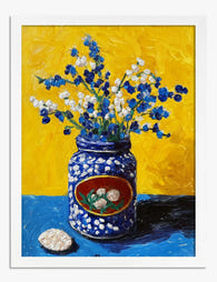 Blue Blossom Jar Art Print White
