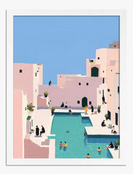 Sunlit Moroccan Escape Art Print - White