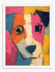 Colorblock Pup Portrait Art Print - White