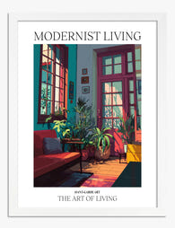 Sunlit Modernist Retreat Art Print White