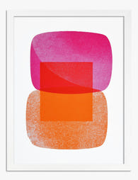 Pink & Orange Modern Shapes Art Print - White