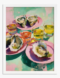 Oysters & Aperitifs Art Print White