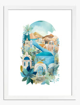Santorini Serenity Art Print - White