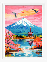 Sakura Serenity at Fuji Art Print - White