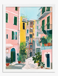 Pastel Italian Street Scene Art Print - White