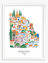 Positano Charm Art Print - White