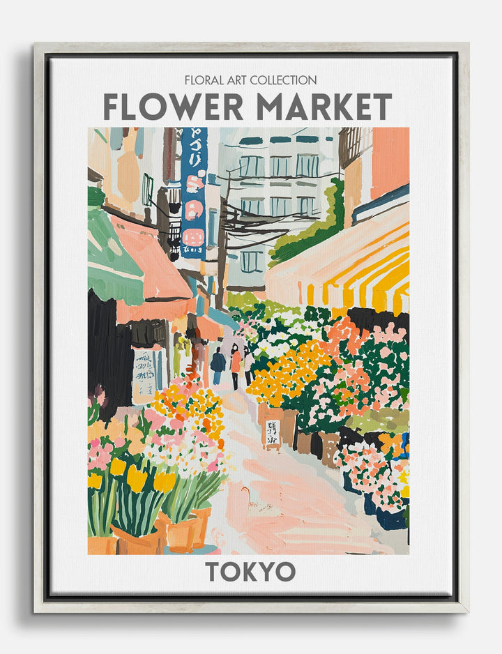 Tokyo Floral Escape Canvas Print Silver