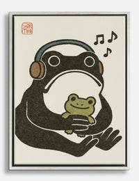 Frogs & Headphones Vibes Canvas Print Silver