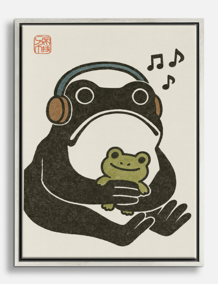 Frogs & Headphones Vibes Canvas Print Silver