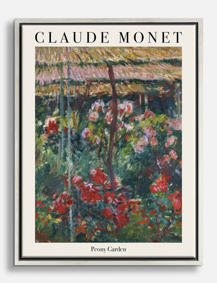 Monet Peony Garden Canvas Print Silver