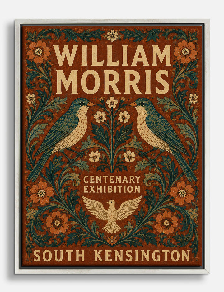 Morris Inspired Centenary Poster Canvas Print Silver