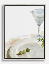 Martini & Olives Still Life Canvas Print Silver
