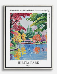Serene Hibiya Reflection Canvas Print Silver