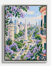 Buenos Aires Jacaranda View Canvas Print Silver