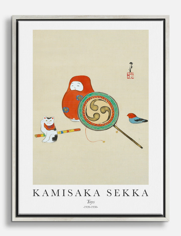 Kamisaka Sekka Toy Collection Canvas Print - Silver