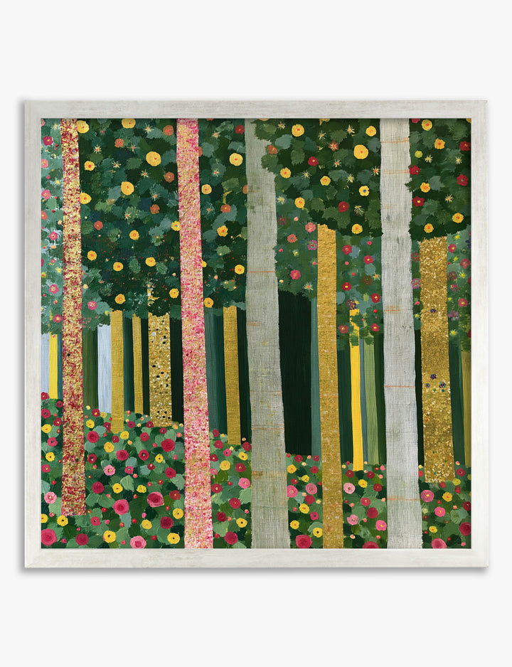 Gilded Forest in Bloom Art Print Silver
