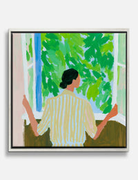 Woman at the Open Window Canvas Print Silver